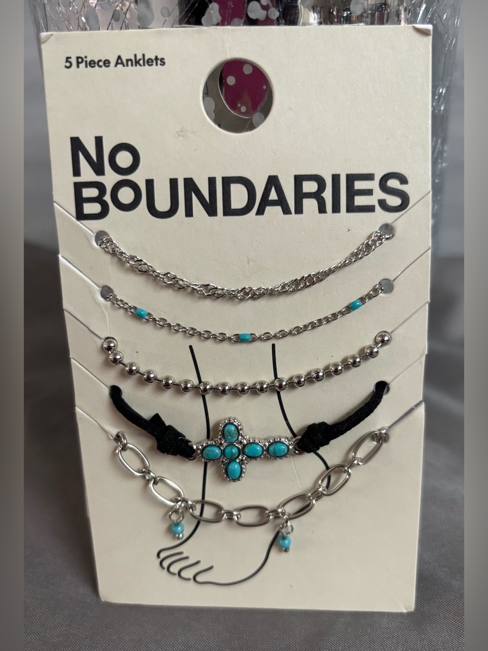 5/$25 (Pick 5 items for $25 Labeled) 
No Boundaries  5-Piece Anklet Set